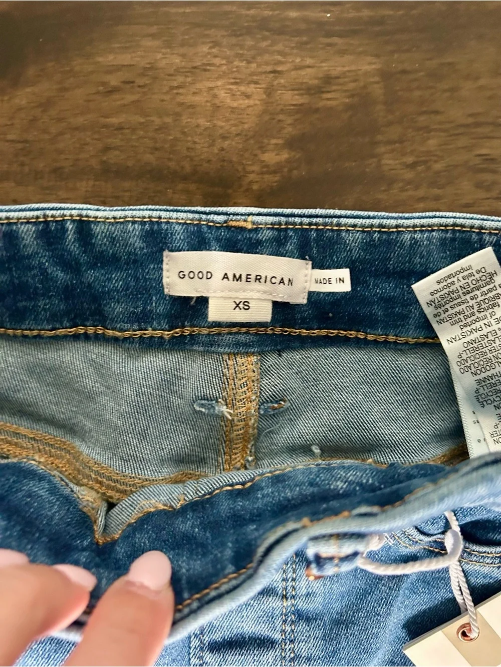 NWT Good American Pull-On Straight Jeans XS Light Wash Stretch Denim - Picture 4 of 6